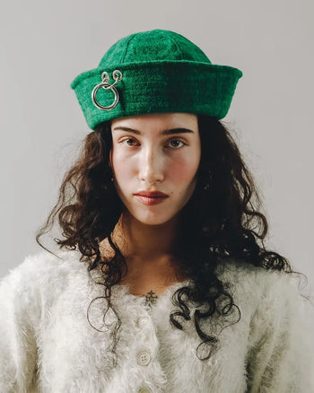 Calot Laine Vert de face | ChristelleNoel Handmade