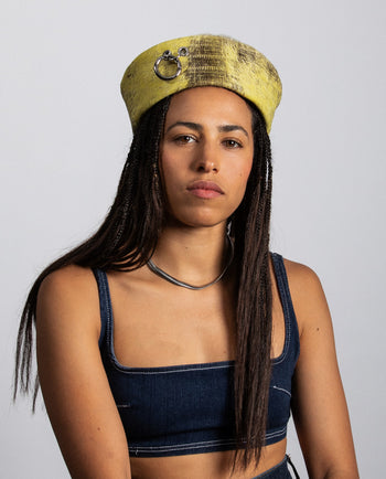 Calot Print cuir porté face
