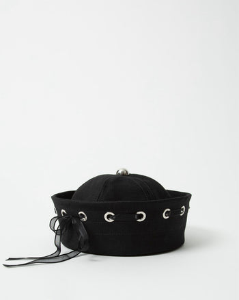 Calot jean noir lacets de face