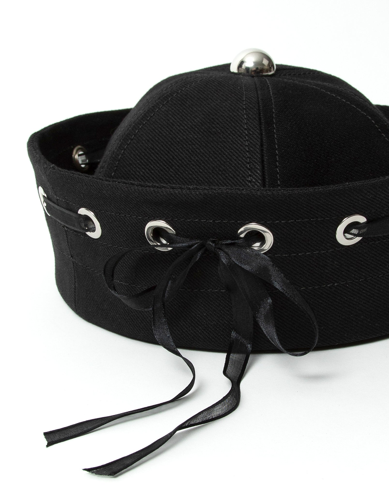 Calots jean noir lacets détails